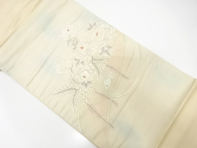 JAPANESE KIMONO / ANTIQUE FLOWER PATTERN EMBROIDERY BRAIDED CORD FUKUR